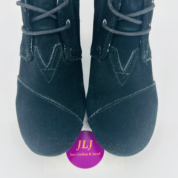 Toms Women's Desert Wedge Black Suede Ankle Booties 380815 Size 7 - Picture 4 of 11
